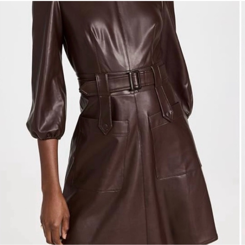 ✨ Shoshanna Faux Leather Belted Dress – Size 12 ✨ - Picture 7 of 7